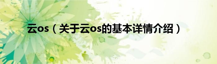 云os（关于云os的基本详情介绍）