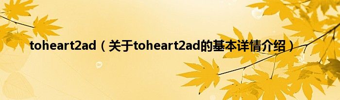 toheart2ad（关于toheart2ad的基本详情介绍）