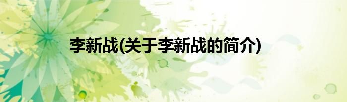 李新战(关于李新战的简介)