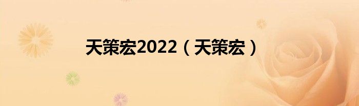 天策宏2022（天策宏）